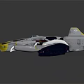 Futuristic Cosmic Spaceship With Metallic Body Yellow Thrusters And Aerodynamic Shape