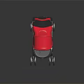 Red Baby Stroller With Canopy And Four Wheels On Smooth Black Surface 3d model