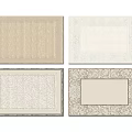 Square Rugs in Beige Ivory Tones with Patterned Borders and Solid Textures 3d model