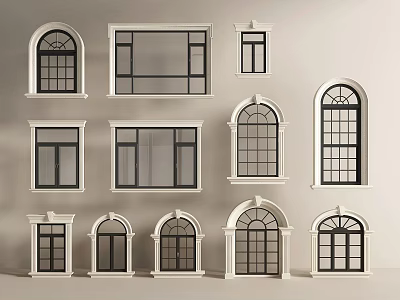 European-style windows, simple European-style windows, curved windows, floor-to-ceiling windows, bay windows, casement windows 3d model