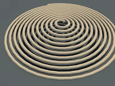 Light Colored Coiled Rope With Spiral Pattern And Circular Textured Design 3d model