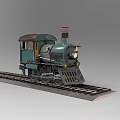 Classic Vintage Green and Brown Steam Locomotive Model on Tracks with Chimney