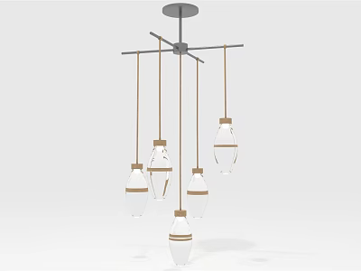 Minimalist Modern Pendant Light With Clear Glass Shades And Metal Hanging Structure 3d model