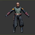 Bald Humanoid Creature In Green Armor With Yellow Shoulders Red Gloves And Gray Robe
