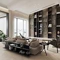 Modern Dining and Living Room Space With Sofa Dining Table Plants and Large Windows Design