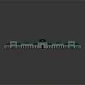 Historic Classical Building Model With Green Roof Arched Windows And Symmetrical Structure