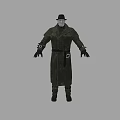 Game Movie Character With Black Top Hat And Pale Face In Dark Coat