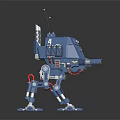 Blue Mechanical Four Legged Robot Character With Weapon Antenna And Sci Fi Creature Design Number 4