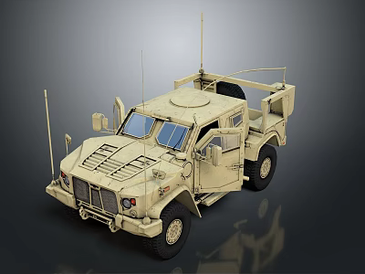 Military Tactical Utility Vehicle with Off Road Wheels Armored Body and Roof Antenna 3d model