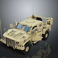Military Tactical Utility Vehicle with Off Road Wheels Armored Body and Roof Antenna