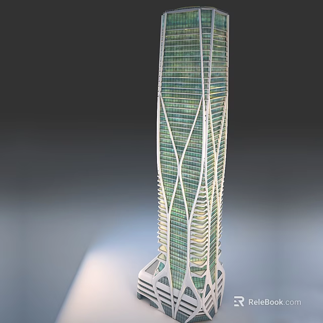 Modern Hotel Skyscraper With Glass Curtain Wall And Contemporary Architectural Design 3d model 