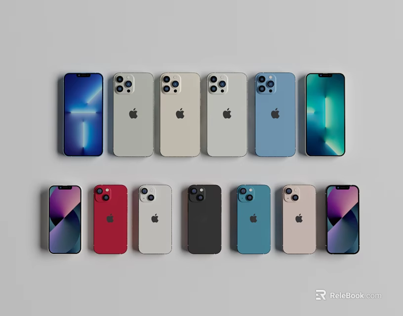 Latest Smartphones With Various Color Options And Rear Camera Modules Showcase 3d model 