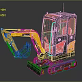 Yellow Black Mini Excavator With Transparent Cabin And Crawler Tracks Design