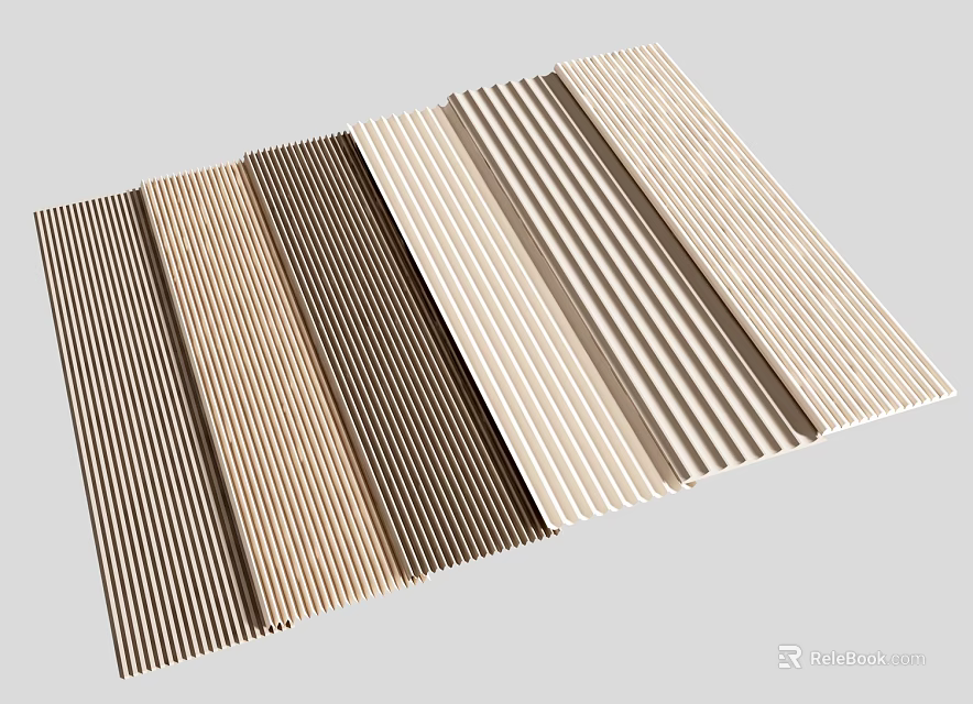 Various Colored Striped Decorative Panels With Wood Texture For Interior Design 3d model 
