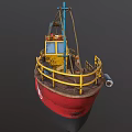Rusty Red And Yellow Ship With Lifebuoy Railing And White Star Emblem