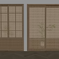 Modern Wooden Sliding Doors Featuring Glass Panels And Rattan Weave Design