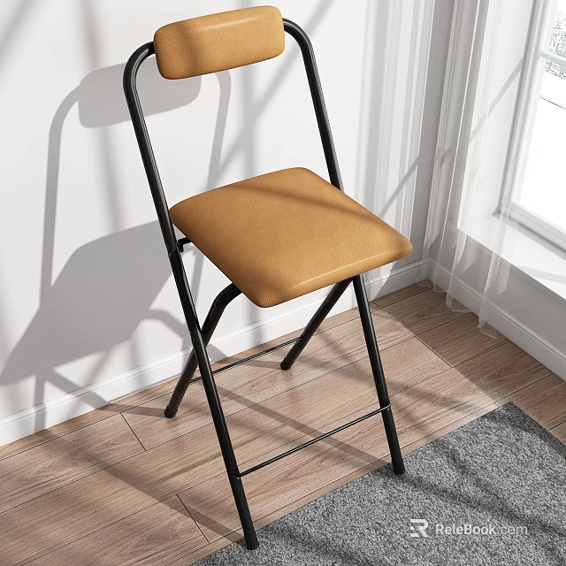 Brown Faux Leather Single Chair With Black Metal Frame For Home Indoor Use 3d model 