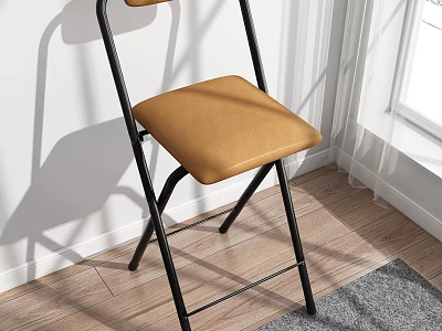 Brown Faux Leather Single Chair With Black Metal Frame For Home Indoor Use 3d model