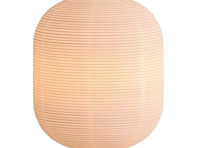Round Cream Striped Paper Pendant Light with Minimalist Style and Warm Glow 3d model