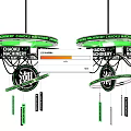CHADU MACHINERY Hanging Mechanical Decor With Green Rings And Black Elements