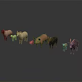 Group of Various Farm Animals Including Sheep Pig Cow and Toy Models on Gray Background