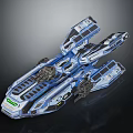 Blue Futuristic Spaceship Model With Detailed Structural Design For Cosmic Exploration