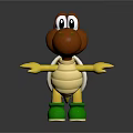 Purple Head Game Movie Character With Big Eyes Yellow Shell And Green Shoes