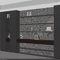 Modern Bookcase With Open Shelves Decorative Items And Textured Background Lighting 3d model