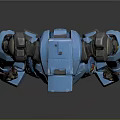 Blue Mechanical Robot Character With Red Chest Accent And Metallic Limbs Structure