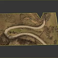 3D Rural Terrain Model With Winding Road Fields And Small Structures 3d model