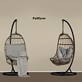 Stylish Hanging Chairs Rattan Design With Metal Frames And Soft Cushions For Indoor Comfort
