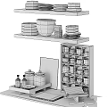 Decorative Ornament Combination With Shelves Bowls Plates Tray Jars And Storage Cabinet