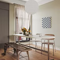 Cozy Neutral Tones Living Dining Room Interior With Sofa Coffee Table Wall Art Floor Lamp
