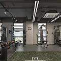 Modern Fitness Gym Interior With Workout Equipment Dumbbells And Training Area