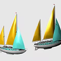 Modern Sailing Small Sailing 3d model