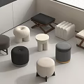 Sofa Stool Low Stool Combination Shoe Changing Stool Soft Stool Foot Makeup Stool Side Square Rectangular 3d model