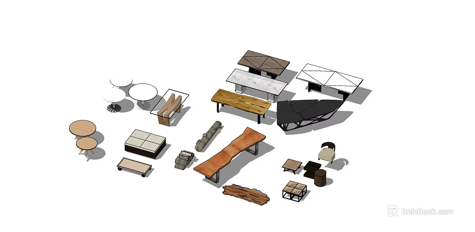 Stylish Coffee Tables With Various Designs Materials And Modern Styles For Living Room 3d model 