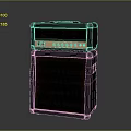 Black Desktop Computer Amplifier With Two Tier Structure Control Knobs Indicator Light And Speaker Cabinet