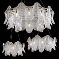 Modern Transparent Glass Chandeliers With Leaf Shaped Mesh Design And Illuminated Lighting