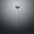 Shiny Silver Sphere Equipment With Metal Wire Supports And Transparent Base