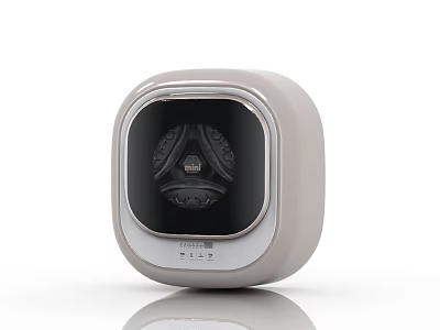 Modern Compact Light Gray Washing Machine With Transparent Door And Sleek Design 3d model