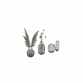 Decorative Ornament Set With Various Shaped Glass Vases Feather And Dried Flowers