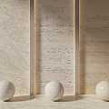 Modern Beige Textured Background Wall With Three White Spheres In Front 3d model
