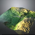 3D Topographic Terrain Model With Green Areas Yellow Mountains And White Roads