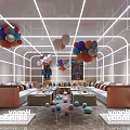 Modern KTV Interior For Birthday Party With Colorful Balloons And Comfortable Sofas
