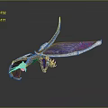 Blue And Purple Fantasy Game Movie Character With Detailed Wings And Decorative Body Features