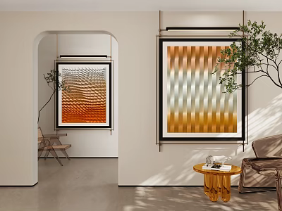 Modern Living Room With Art Wall Decor And Plants 3d model Modern Living Room With Art Wall Decor And Plants 3d model