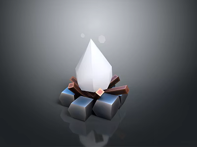 Stone And Wood Structure With Cone Top Wooden Frame And Blue Stone Blocks 3d model