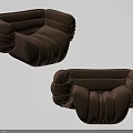 Modern Brown Single Sofa Featuring Curved Arms Plush Cushions And Comfortable Design 3d model