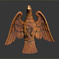 Orange Eagle Statue with Spread Wings Detailed Sculpture on Black Background 3d model